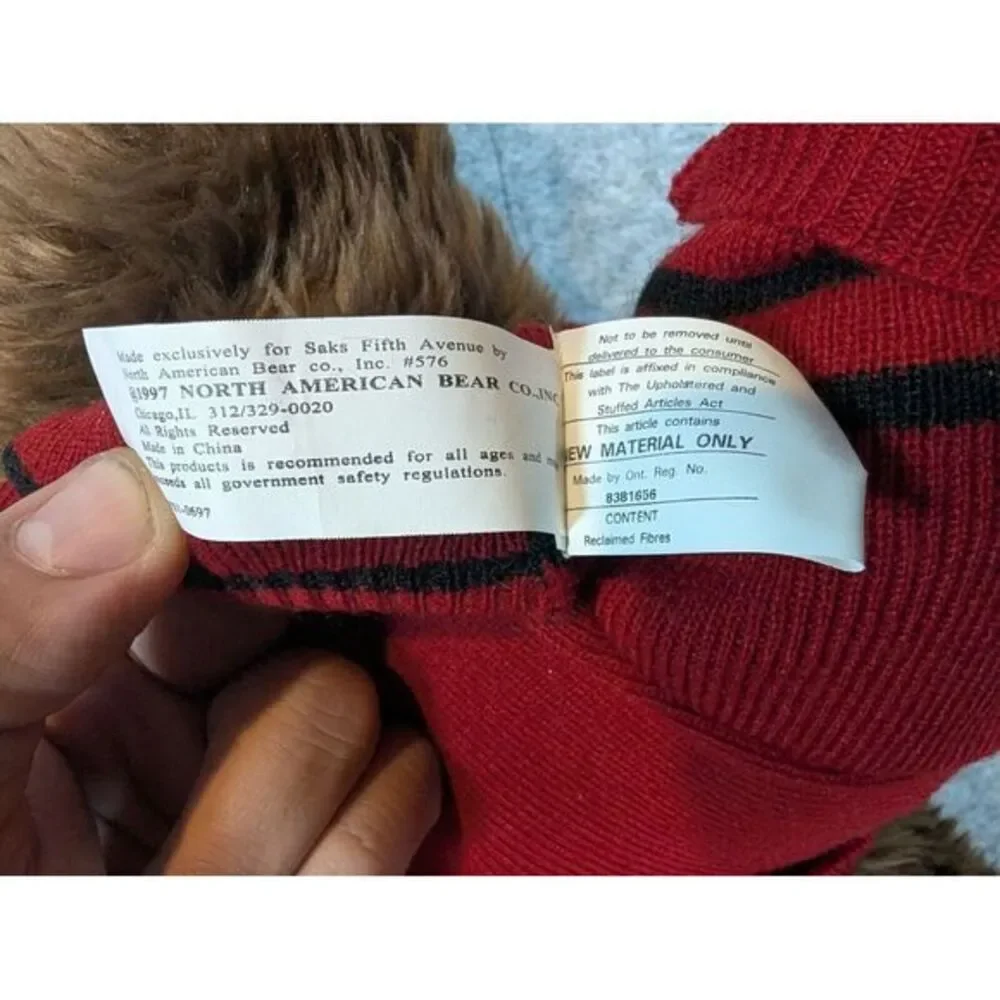 VTG Saks Fifth Avenue Teddy Bear Plush 1997‎